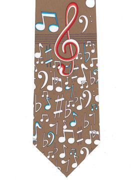MUSIC - Large Red Clef on Beige Tie