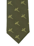 Pheasants Flying upwards on Green Tie - TIE STUDIO