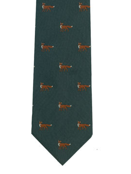 Foxes on land green Tie