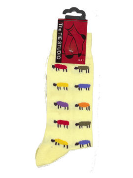 Colourful sheep on yellow Socks 
