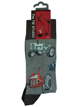 Tractor on grey Socks

