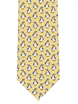 Penguins on yellow Tie