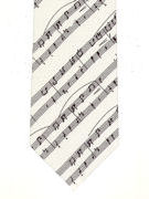 Music - manuscript on white silk - TIE STUDIO