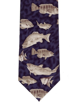 Sea Fish Tie -  Navy