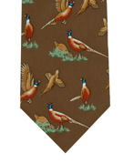 Pheasants on Brown Tie - TIE STUDIO