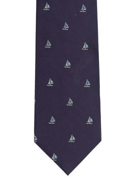 Boats on Navy Tie
