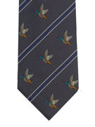 Mallards and Stripes on Grey Tie  - TIE STUDIO