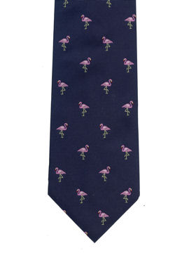 Flamingos on Navy Tie 