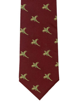 Pheasants on burgundy Tie