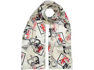 Sold out 
Union Jack and Black Crowns Satin Scarf